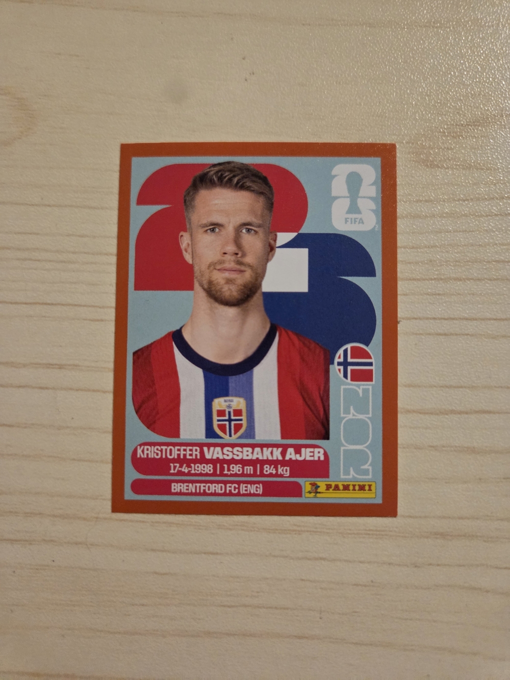 Panini FIFA Sticker Kristoffer Vassbakk Ajer - Red Parallel
